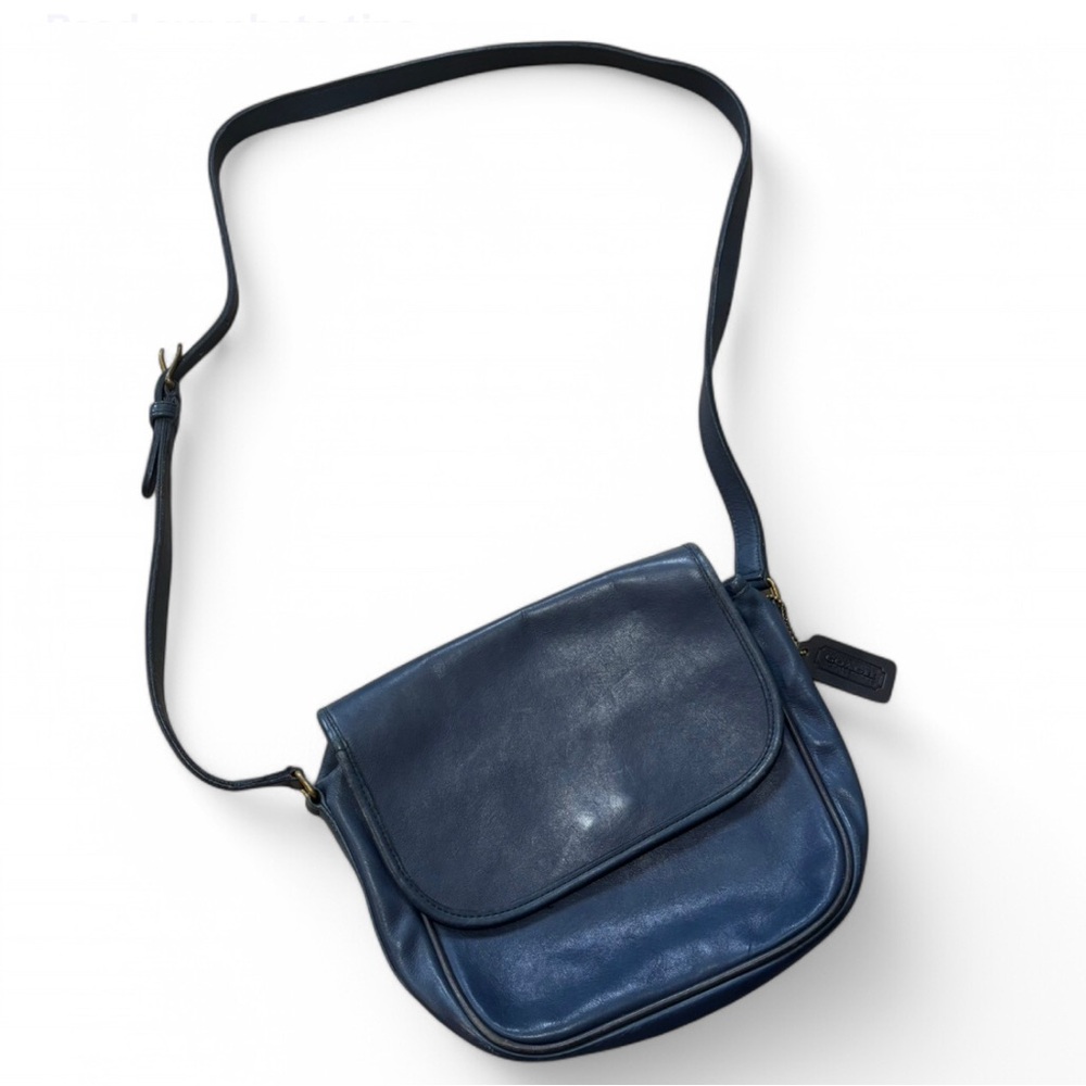 Vintage Coach Blue Leather Crossbody Bag